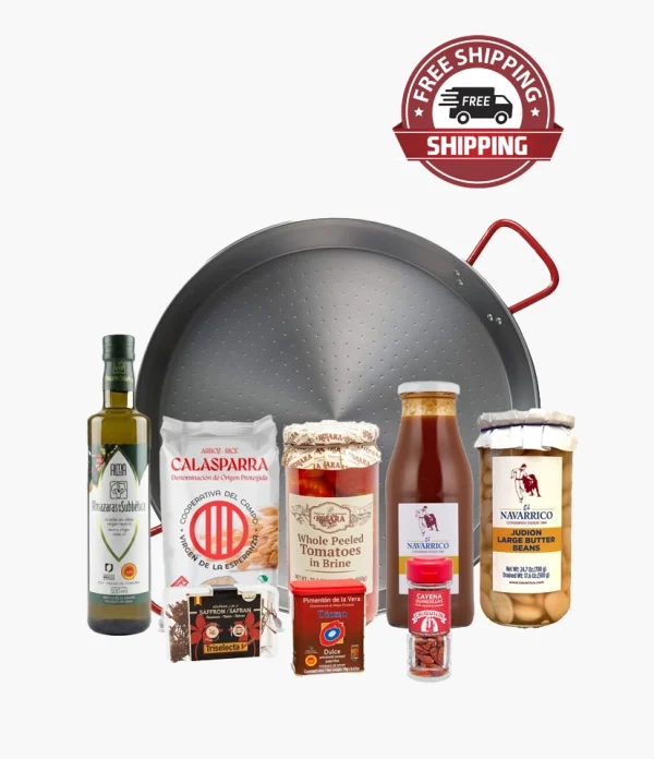Spanish Paella Kit with a Traditional Paella Pan for 4–5 People and Premium Ingredients