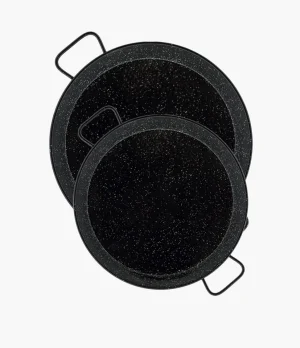 Set of two enameled steel paella pans, 34 and 42 cm, 2 and 5 ppl